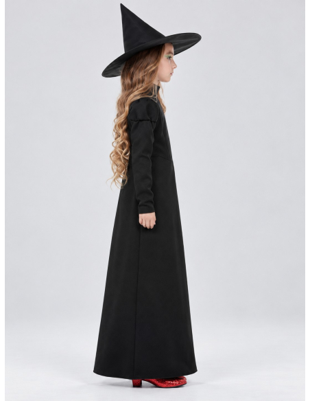 Déguisement sorcière noire fille – Robe longue et chapeau Smiffys profil