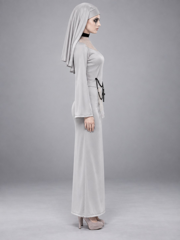 Déguisement nonne gothique femme gris profil