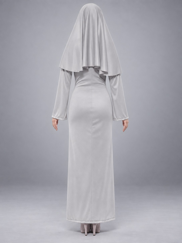 Déguisement nonne gothique femme gris dos