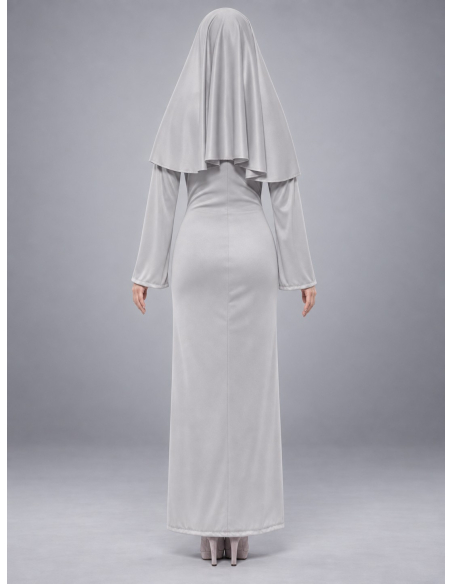 Déguisement nonne gothique femme gris dos