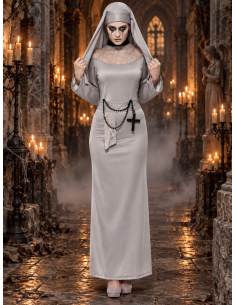 Déguisement nonne gothique femme gris 2