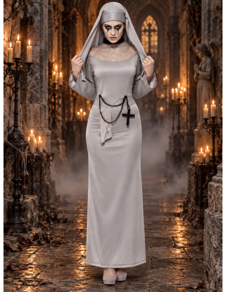 Déguisement nonne gothique femme gris