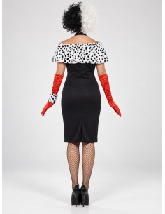 Déguisement Cruella femme noir, blanc et rouge 2