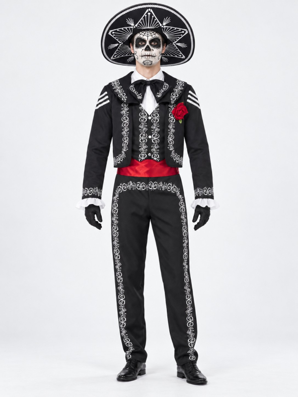 Déguisement Día de los Muertos homme avec sombrero face