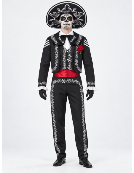 Déguisement Día de los Muertos homme avec sombrero face