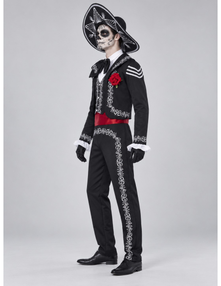 Déguisement Día de los Muertos homme avec sombrero profil
