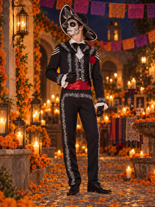 Déguisement Día de los Muertos homme avec sombrero