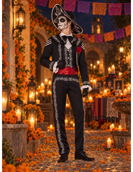 Déguisement Día de los Muertos homme avec sombrero