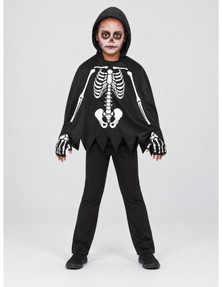 Kit squelette enfant avec poncho et gants face