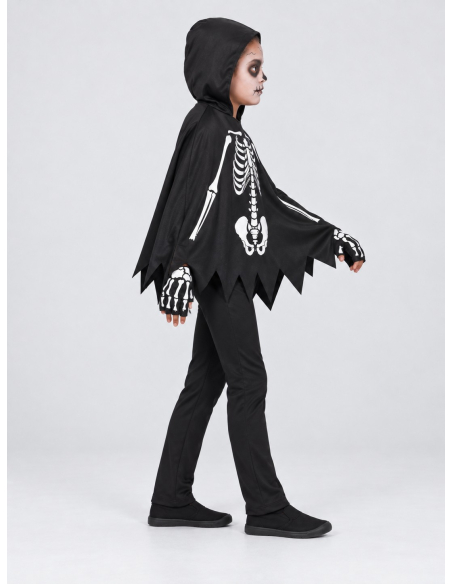 Kit squelette enfant avec poncho et gants profil