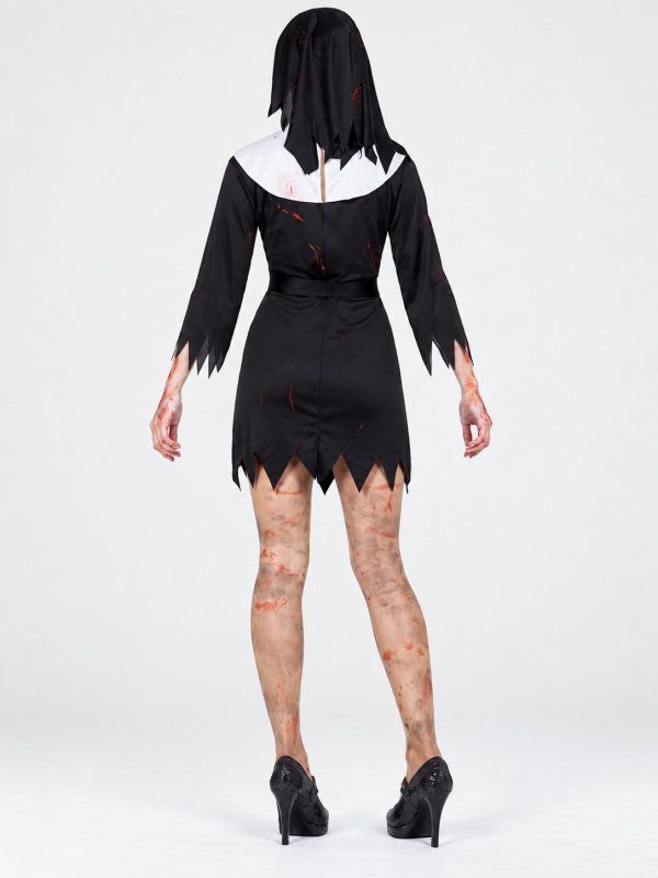 Déguisement nonne zombie femme sanglante dos