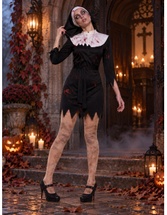 Déguisement nonne zombie femme sanglante