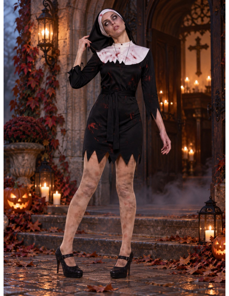 Déguisement nonne zombie femme sanglante