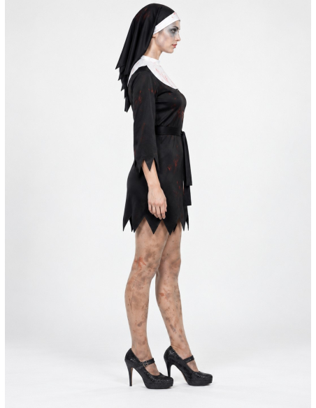 Déguisement nonne zombie femme sanglante profil