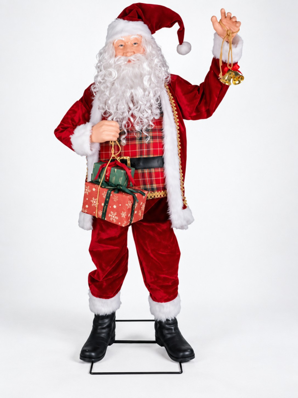 Automate Père Noël chantant 200 cm avec mouvement, son et capteur IR