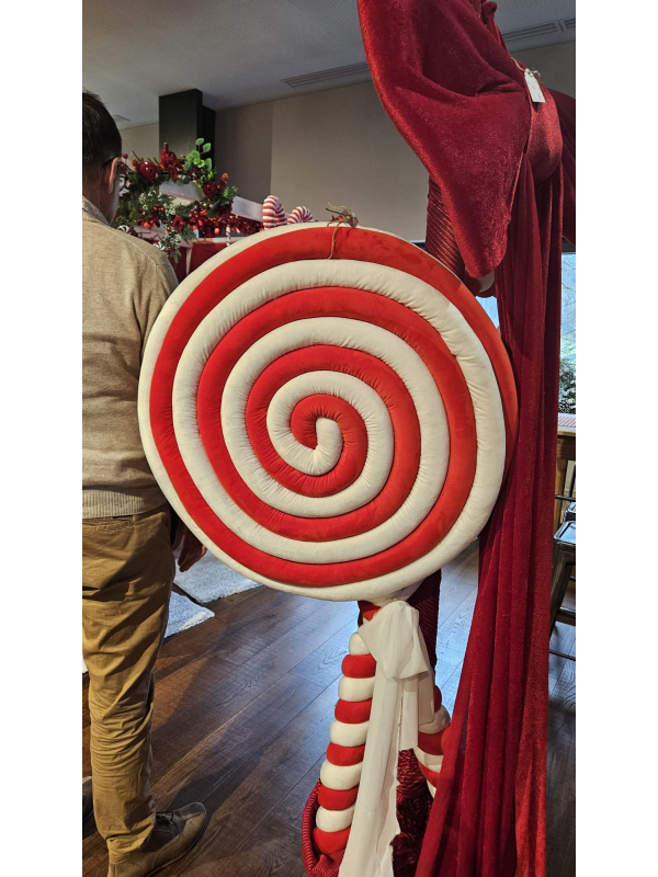 Détail sucette géante Noël rouge et blanche style Peppermint