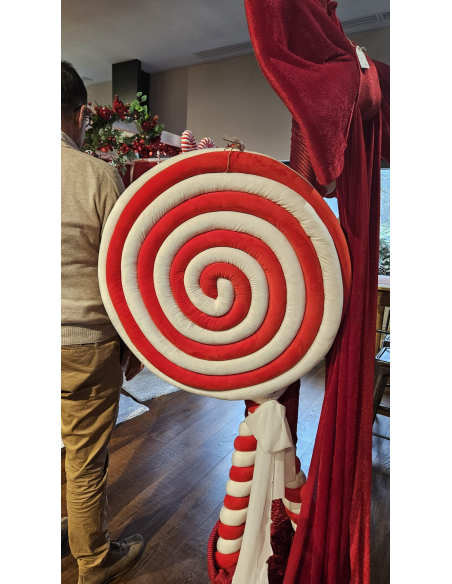 Détail sucette géante Noël rouge et blanche style Peppermint