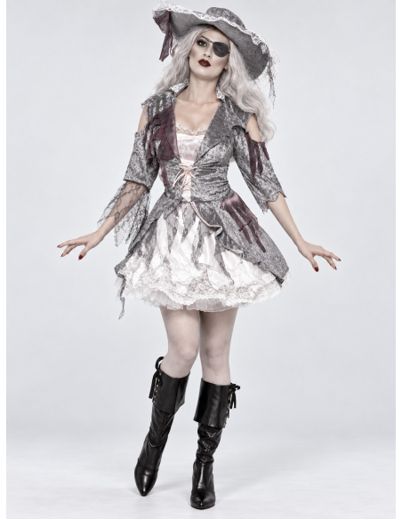 Déguisement pirate fantôme femme Halloween – robe et chapeau face