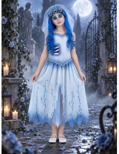 Déguisement Emily Les Noces Funèbres fille officiel – robe, voile et mèches