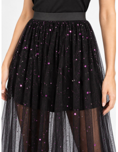 Jupe longue en tulle noir à sequins violets – festival & Halloween chic 2
