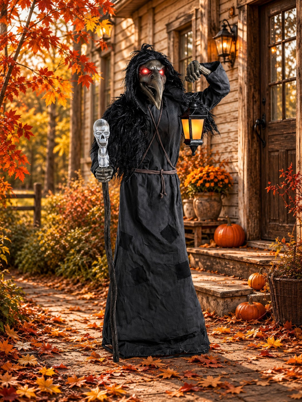 Automate Halloween Grand Corbeau de la Peste Animé 198 cm – Raven Gruesome Grounds