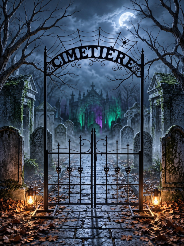 Arche de cimetière Halloween en métal 270 cm – Portail géant