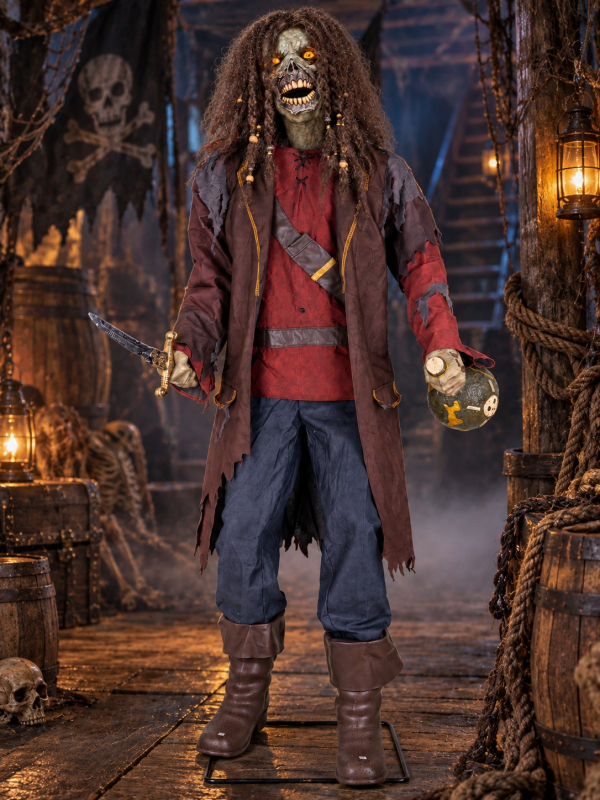 Automate pirate zombie Halloween 183 cm – Son, lumière et mouvement