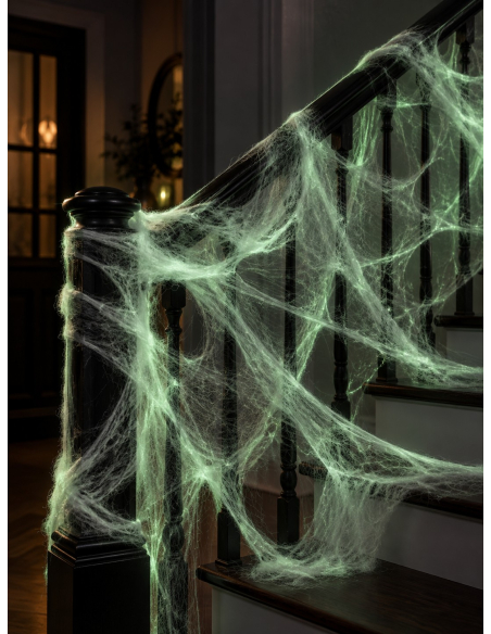 Toile d’araignée Halloween blanche phosphorescente 60 g – jusqu’à 18 m²