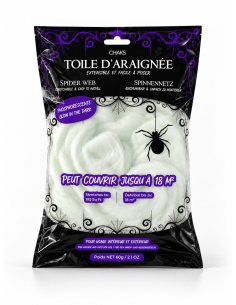 Toile d’araignée Halloween blanche phosphorescente 60 g – jusqu’à 18 m²