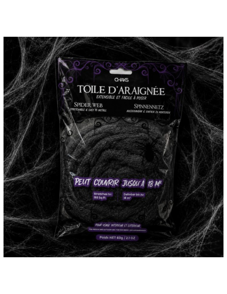 Toile d’araignée noire Halloween 60 g – jusqu’à 18 m²