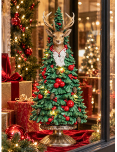 Sapin de Noël LED avec tête de renne 51 cm en résine 2