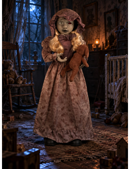Automate Halloween poupée hantée 95 cm à tête tournante