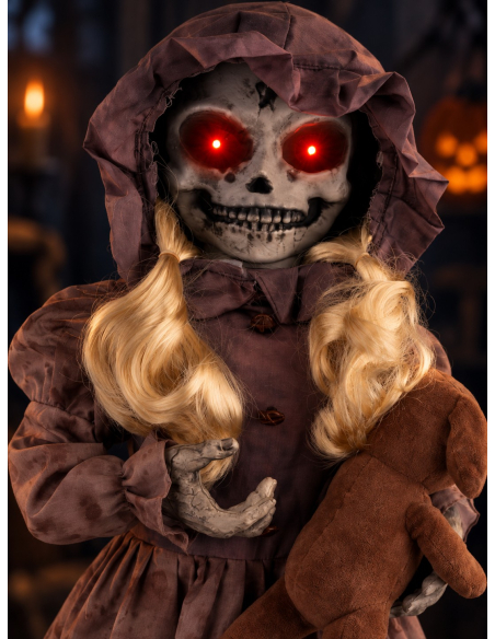 Automate Halloween poupée hantée 95 cm à tête tournante