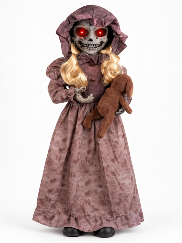 Automate Halloween poupée hantée 95 cm à tête tournante