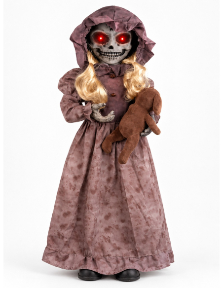 Automate Halloween poupée hantée 95 cm à tête tournante