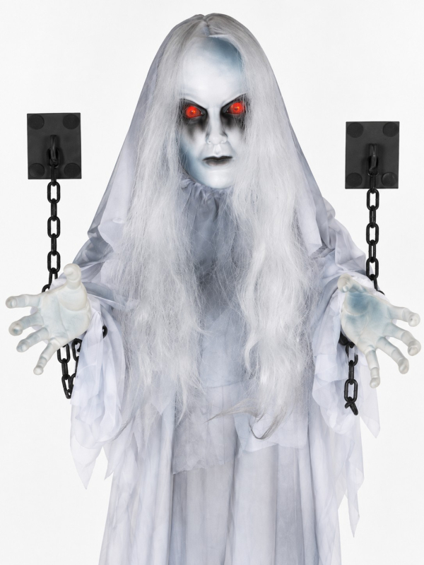 Fillette Démoniaque Animée – Automate Sonore et Lumineux pour Halloween 130 cm