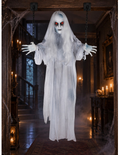 Fillette Démoniaque Animée – Automate Sonore et Lumineux pour Halloween 130 cm