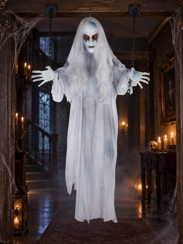 Fillette Démoniaque Animée – Automate Sonore et Lumineux pour Halloween 130 cm