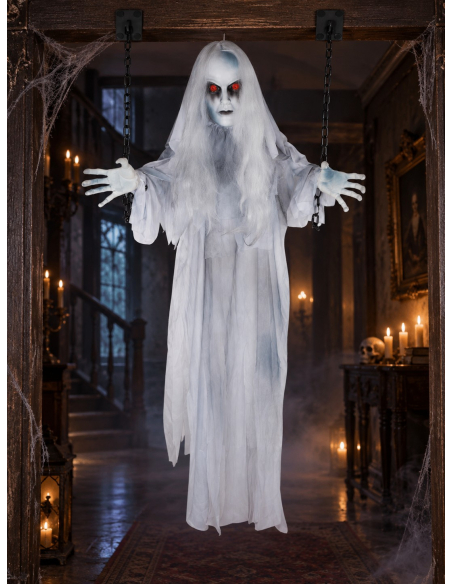 Fillette Démoniaque Animée – Automate Sonore et Lumineux pour Halloween 130 cm