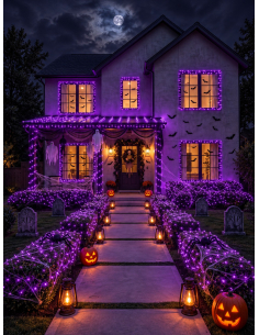 Guirlande 200 LED violet 20 m – 8 modes, intérieur / extérieur Halloween orance 2