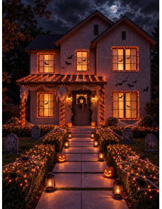 Guirlande 200 LED violet 20 m – 8 modes, intérieur / extérieur Halloween orance