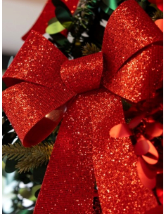 Grand nœud de Noël rouge pailleté 36,5 × 50,8 cm 2