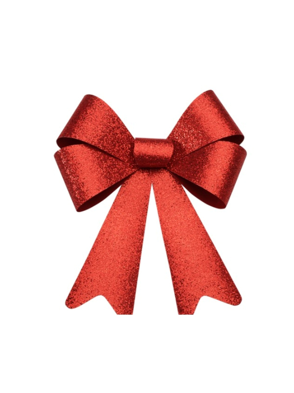 Grand nœud de Noël rouge pailleté 36,5 × 50,8 cm