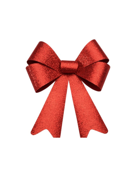 Grand nœud de Noël rouge pailleté 36,5 × 50,8 cm