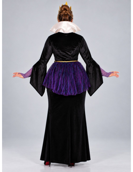 Déguisement reine maléfique femme grande taille noir et violet de dos