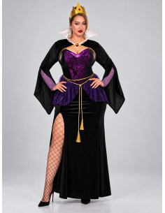 Déguisement reine maléfique femme grande taille noir et violet de face