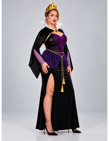 Déguisement reine maléfique femme grande taille noir et violet3/4