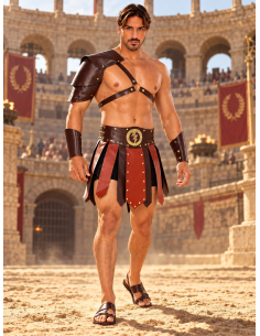 Déguisement gladiateur homme avec harnais et armure d’épaule