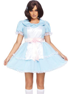 Déguisement jumelle effrayante femme – robe poupée bleue 2