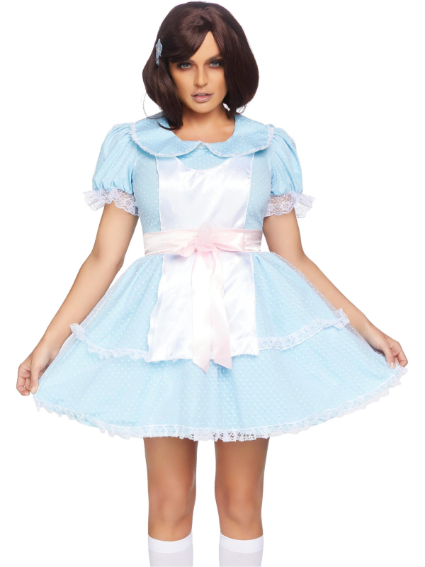 Déguisement jumelle effrayante femme – robe poupée bleue